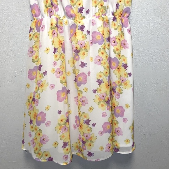 ASOS White Floral Lined Drop Waist Open Back Sweetheart Neckline Fairycore Dress - Picture 3 of 8